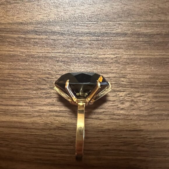 18K Gold ring with large 14+ carat oval cut smoky quartz in size 8.75 - Picture 6 of 7